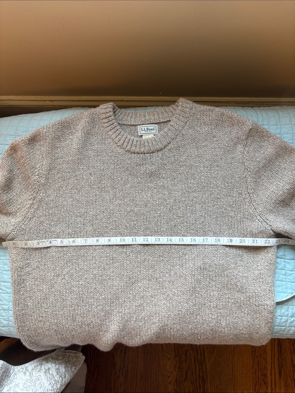 Men’s L.L. Bean Heather Taupe Crewneck Sweater Large Tall - Picture 5 of 8